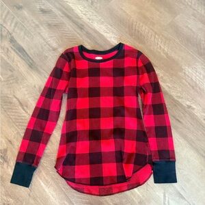 Old Navy Red and Black Checkered Thermal Long Sleeve Top